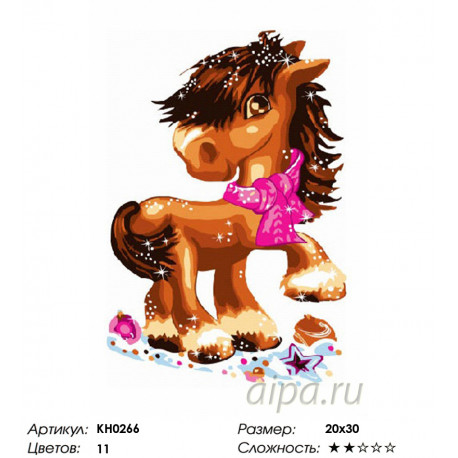 Количество цветов и сложность Озорной пони Раскраска по номерам на холсте Molly KH0266