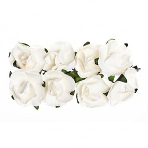 Розы белые 8шт Цветы бумажные Украшение для скрапбукинга, кардмейкинга Scrapberry's