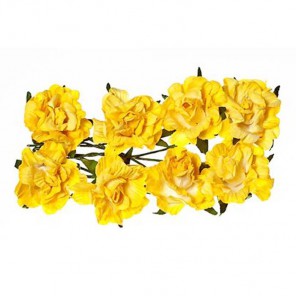 Розы кудрявые нежно-желтые 8шт Цветы бумажные Украшение для скрапбукинга, кардмейкинга Scrapberry's