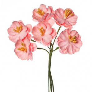 Цветы вишни кудрявые розовые 6шт Цветы бумажные Украшение для скрапбукинга, кардмейкинга Scrapberry's