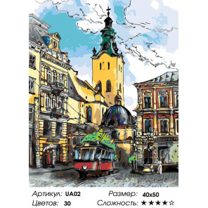 Раскладка Городская улочка Раскраска по номерам на холсте Живопись по номерам UA02
