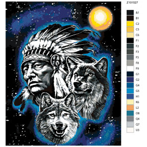 Раскладка Тотем шамана Раскраска по номерам на холсте Живопись по номерам Z-Z101527