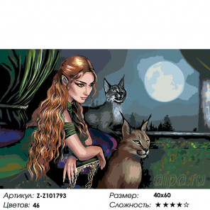 Раскладка Девушка с рысью Раскраска по номерам на холсте Живопись по номерам Z-Z101793
