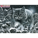 Кот на заборе Алмазная вышивка мозаика