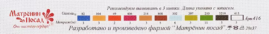 Ключ - рекомендуемый набор ниток мулине Gamma к набору 0416 Корзина с ромашками