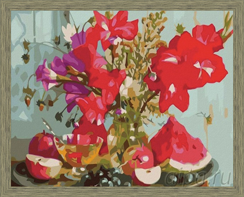 Картина Натюрморт с арбузом в рамке N185 Марна